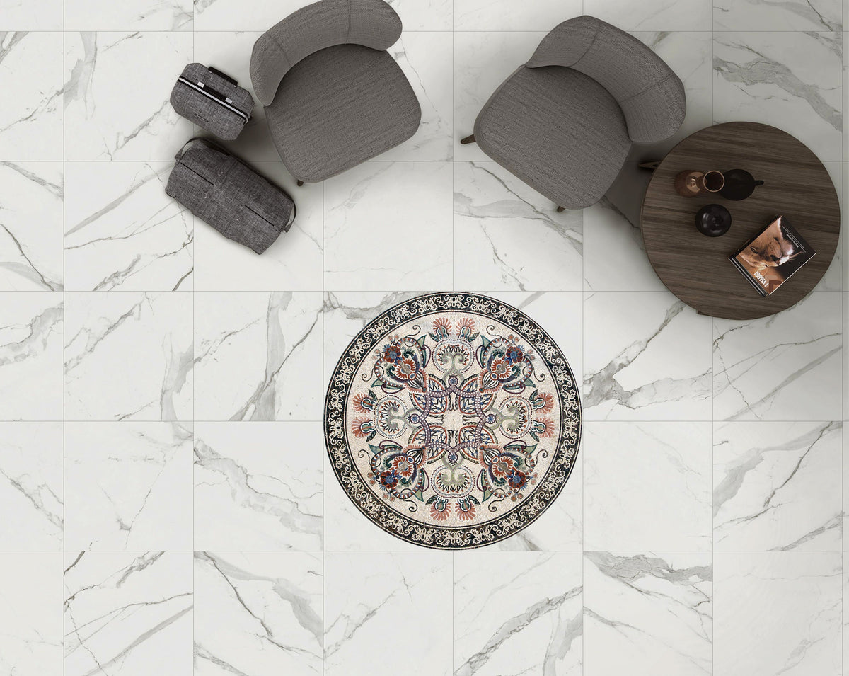 Floral Elegance | Handcrafted Marble | Medallion Mosaic Tile for Artful Stone Décor - Customization available