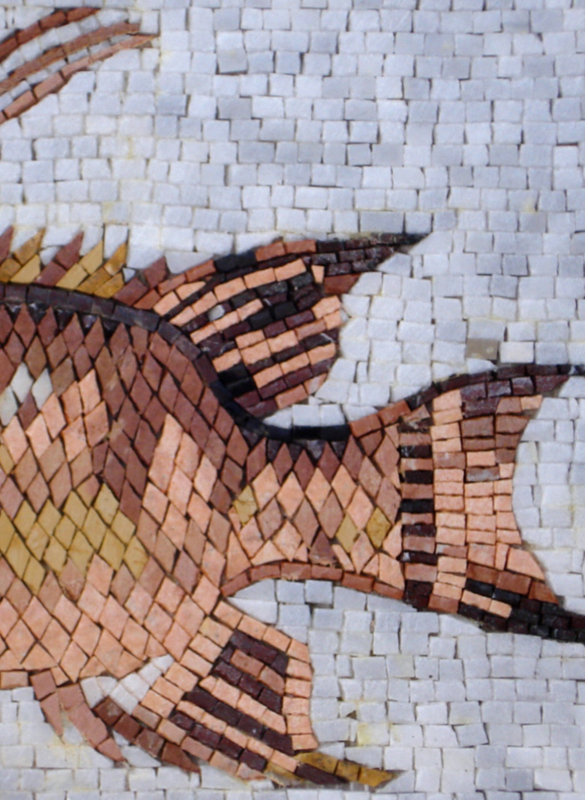 Handmade Fish Mosaic Backsplash: Marble Kitchen Wall Art (16x12)