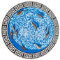 Handmade Fish Mosaic Medallion: Nautical Marble Wall Art (36")