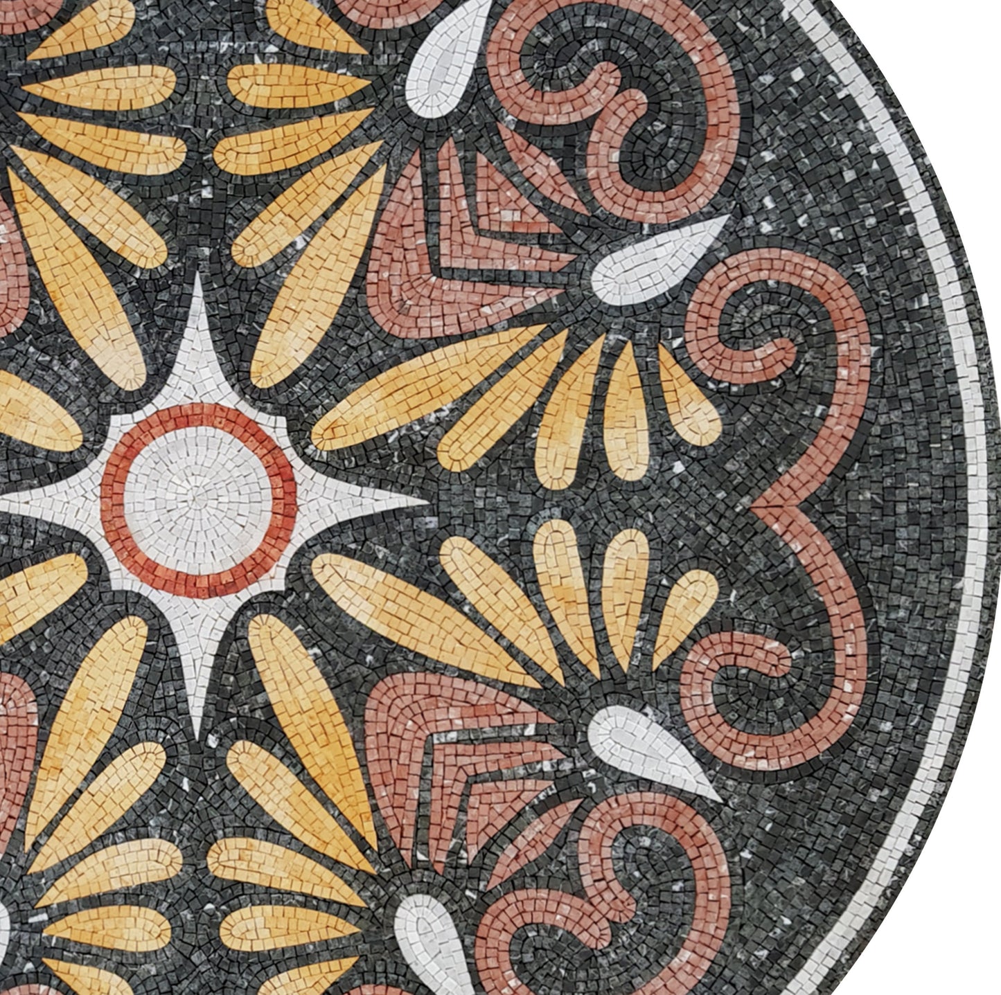 Handmade Marble Mosaic Medallion Art Tile: Pattern Décor (40" Diameter)