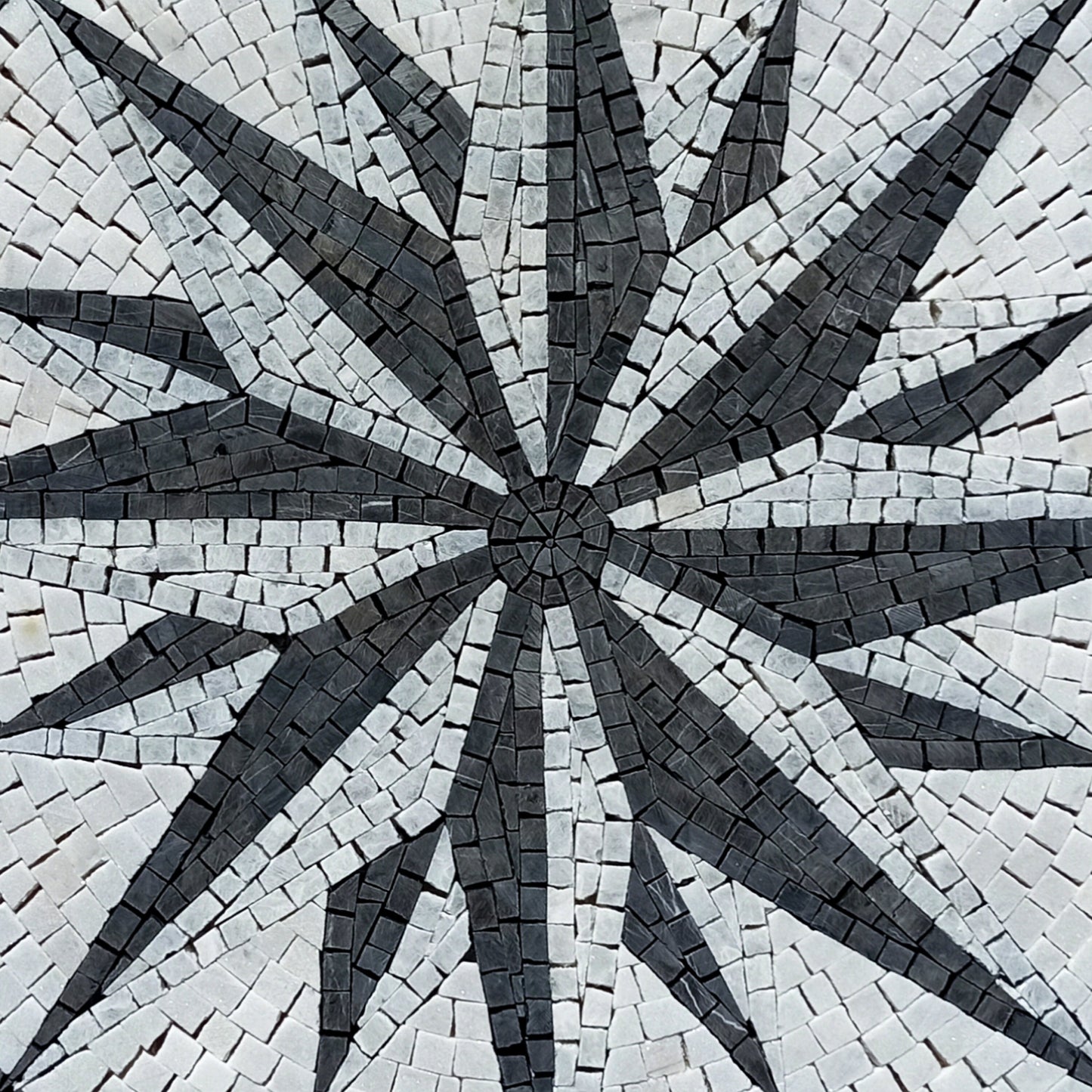 Navigational Beauty - 32-Inch Handmade Compass Bathroom Tile & Pool Medallion Marble Mosaic Art - Customization available