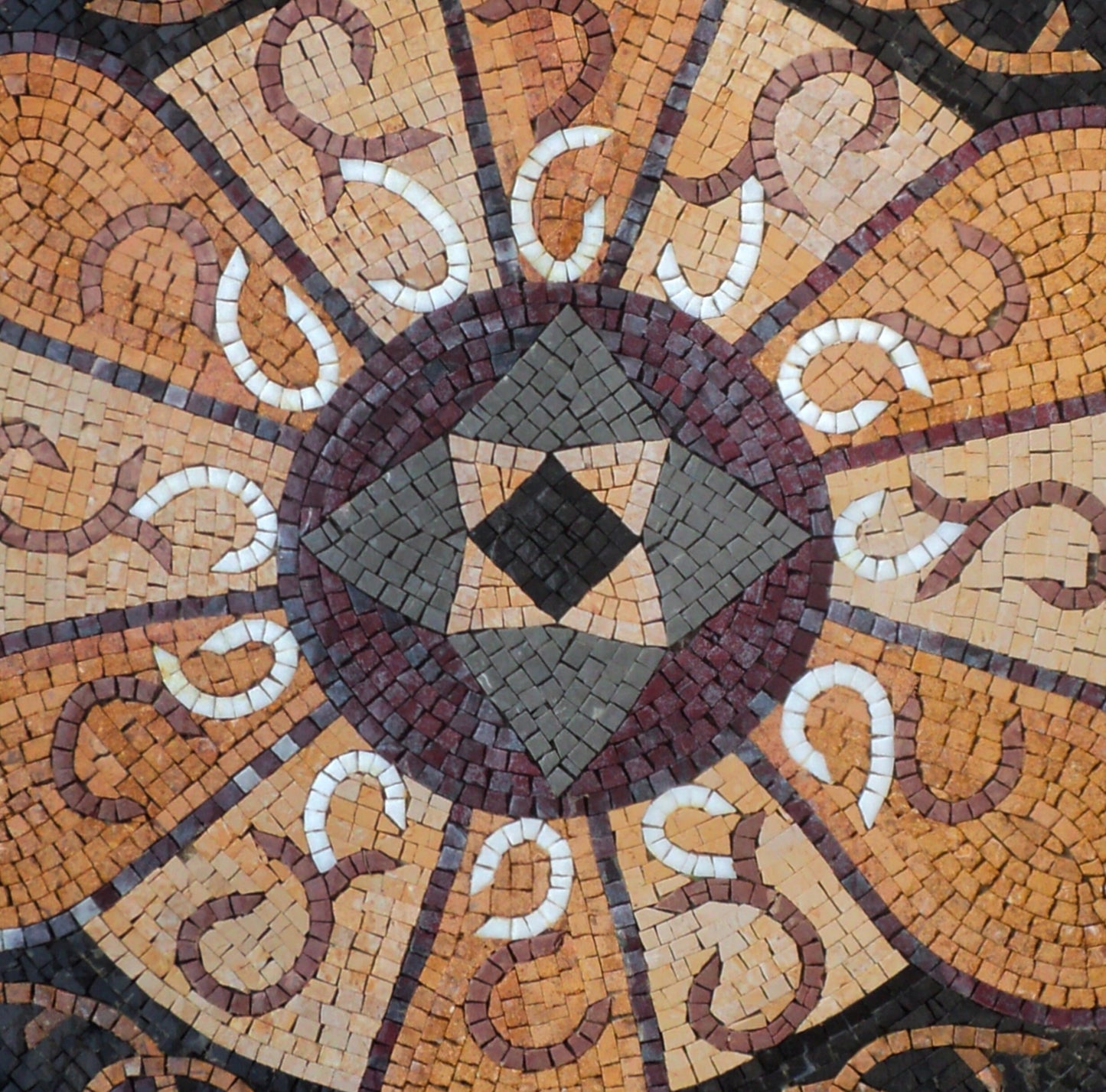 Handmade Marble Mosaic Medallion Art Tile: 24-Inch Elegant Interior Décor