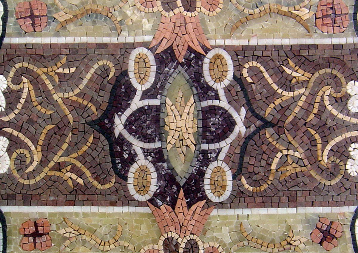 Handmade Floral Marble Mosaic Rug: Home Decor Art (44” x 32")