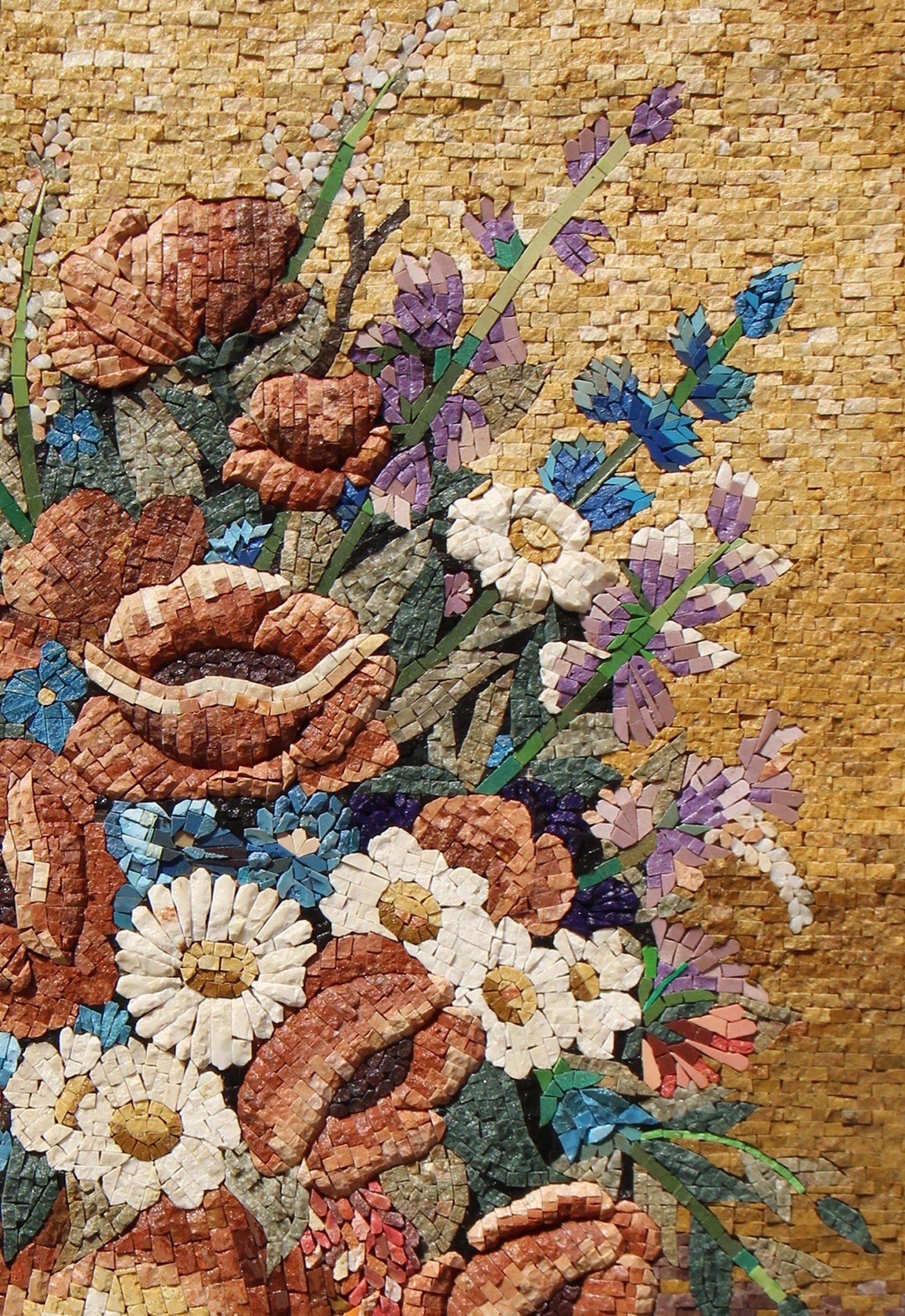 36"x24" Floral Mosaic Wall Art –  Vibrant Flower Design, Decorative Home Accent, Customization Available