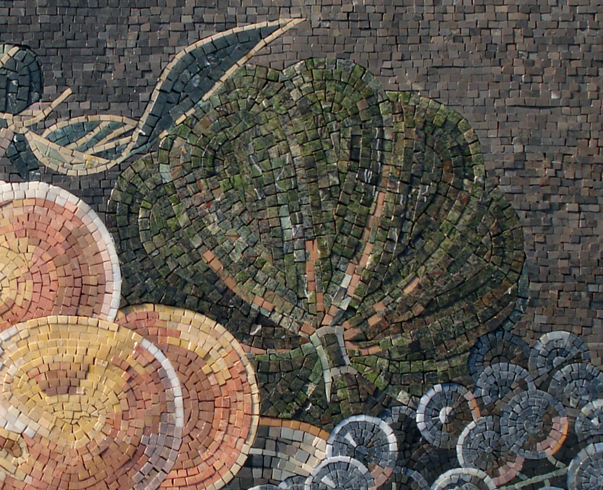 Handmade Fruit Mosaic Tile Art: Kitchen Backsplash, Marble & Stone (36” x 22”)