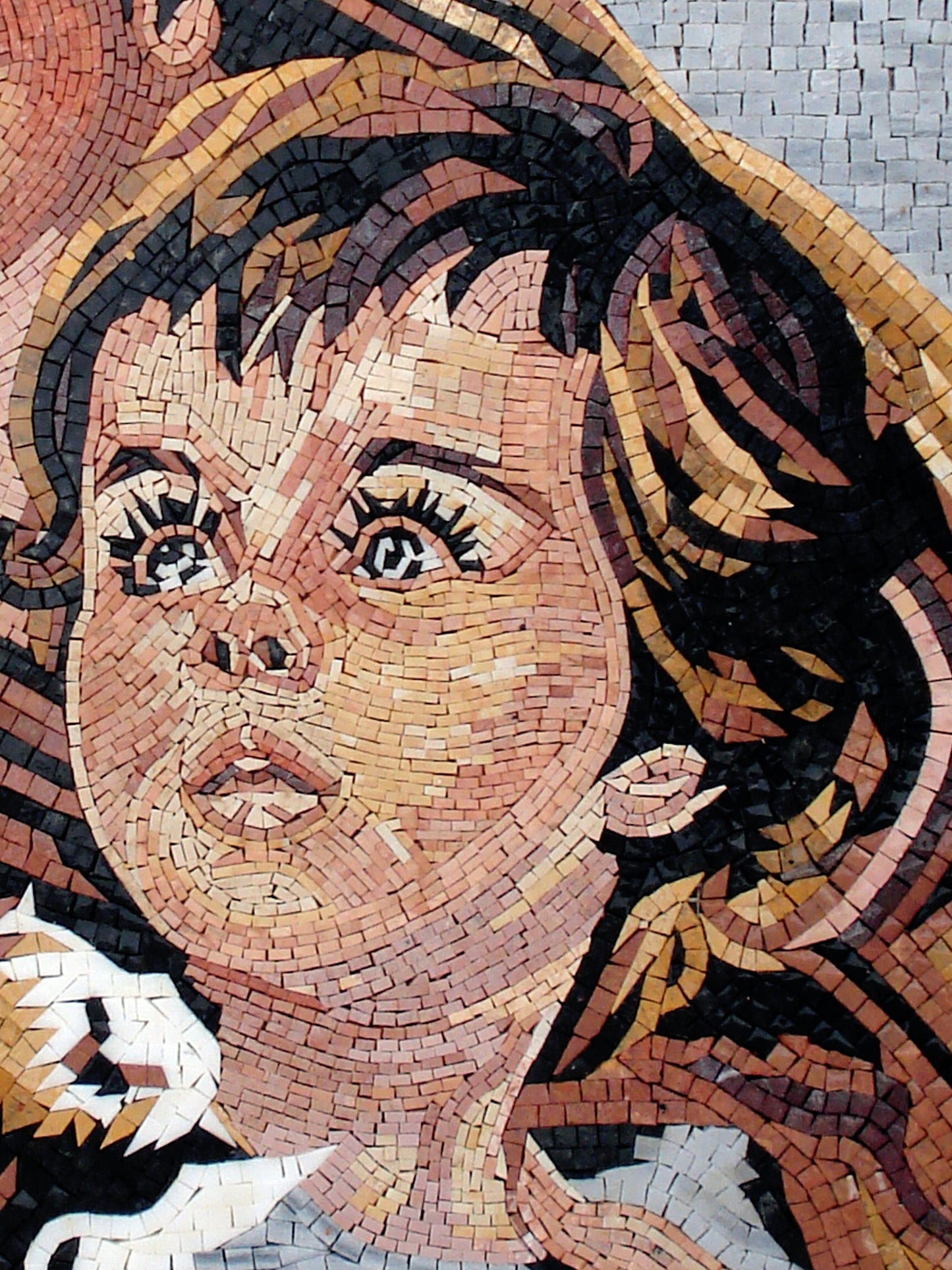 Handmade Mother and Child Marble Mosaic Tile Art (40” x 28")