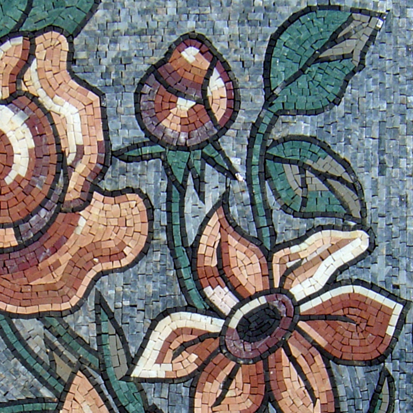 Handmade Marble Mosaic: Rose Flower Wall Art Decor