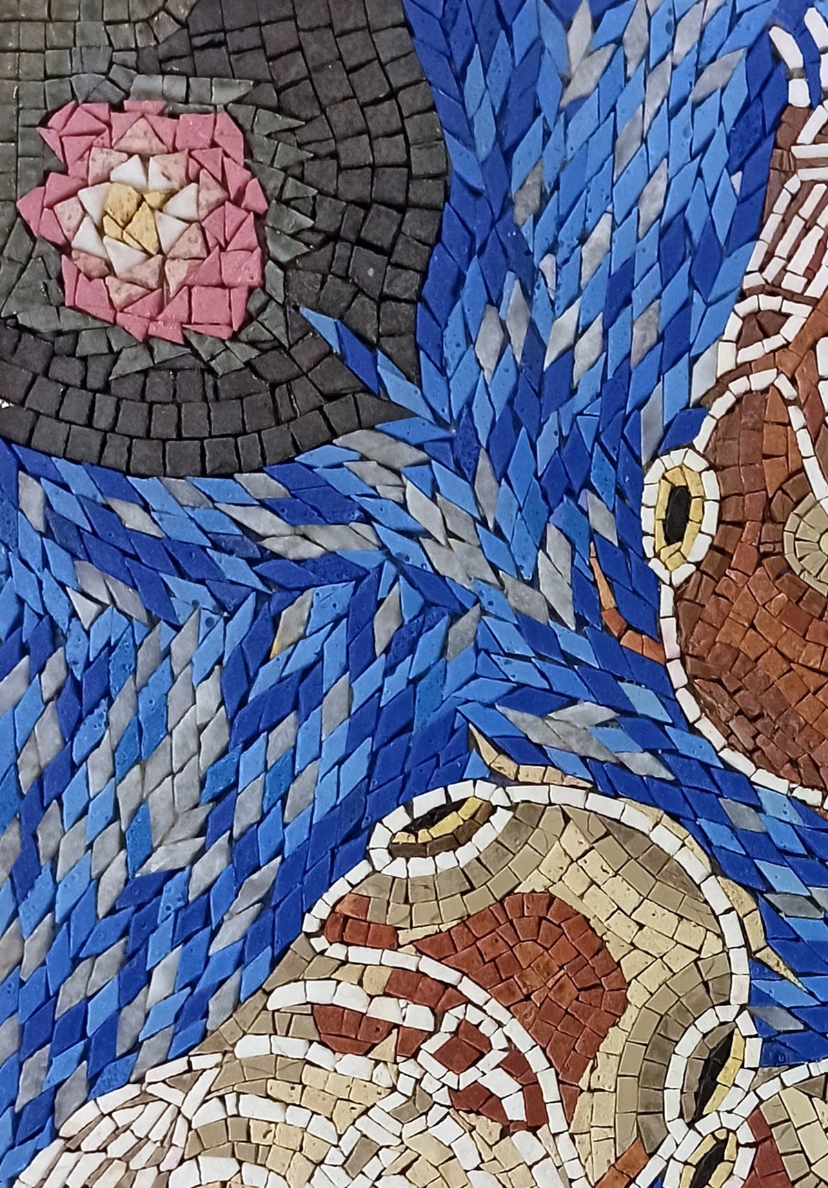 Koi Fish Mosaic Tile Art: Handmade Stone Wall Decor (32x20)