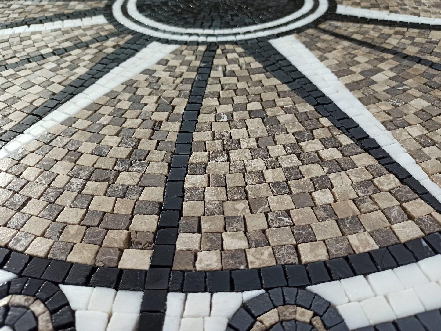 Handmade Nautical Compass Mosaic Tile: Windrose Medallion (40" Diameter)