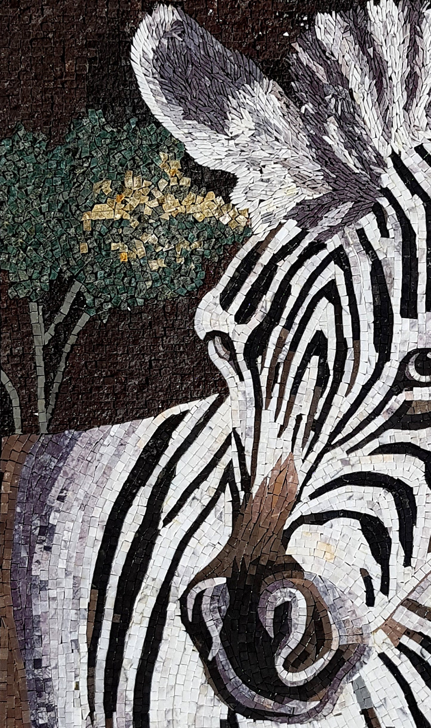 Handmade Zebra Mosaic Art: Wild Animal Tile Backsplash