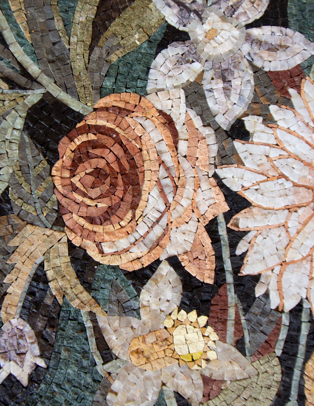 Handmade Floral Mosaic Wall Art: Natural Stone Flowers in Vase