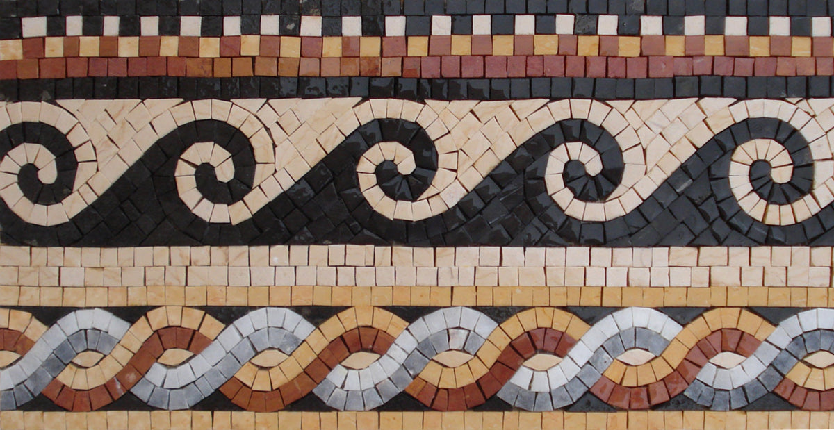 Waves String Mosaic Tiles: 8" Bathroom Wall Decor