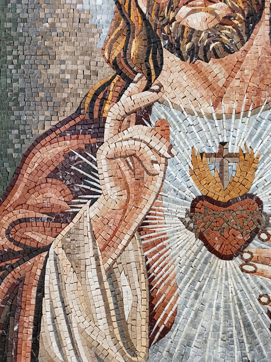 Handmade Jesus Mosaic Tile Art: Christian Home Decor (36” x 28”)