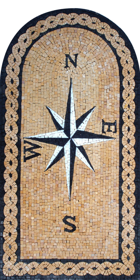 AR002 Nautical Compass Arched Mosaic Wall Art