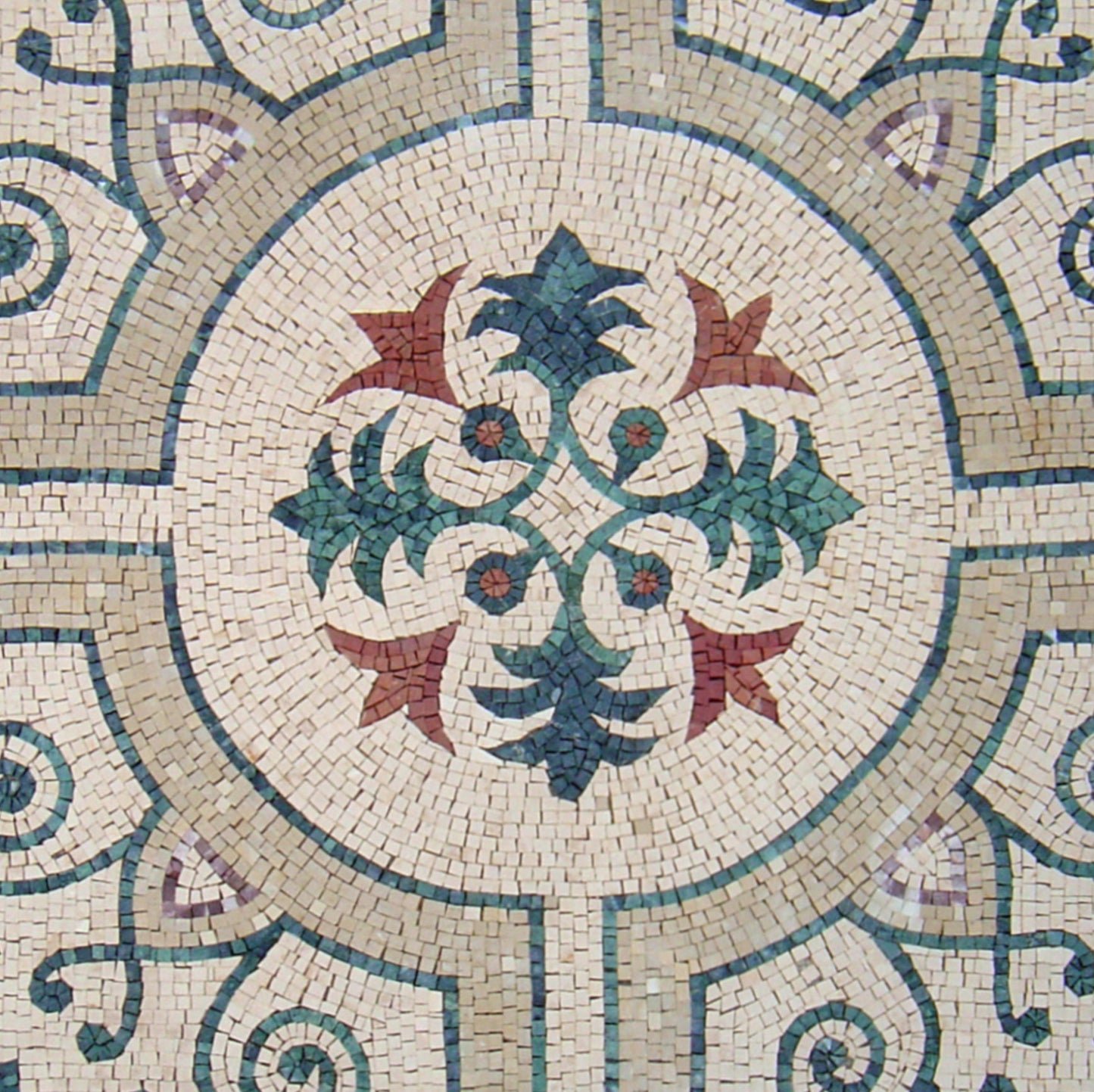 Handmade Geometric Marble Mosaic Backsplash: 48" Square Medallion