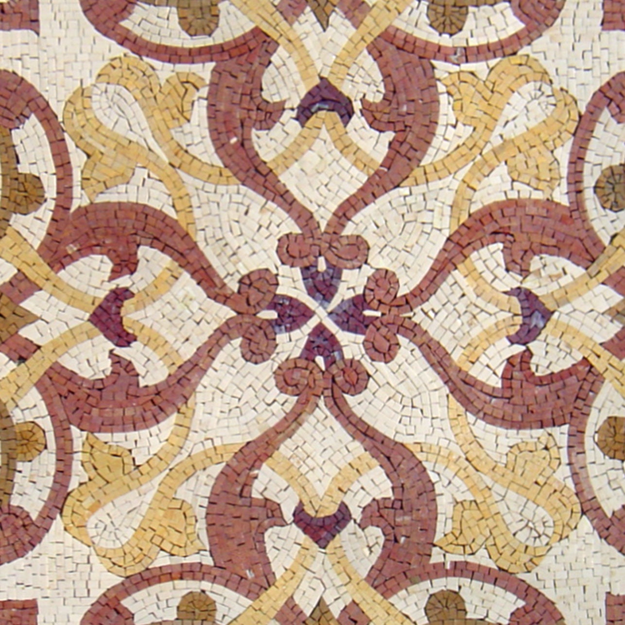Handmade Floral Marble Mosaic Tile: 40" Elegant Medallion
