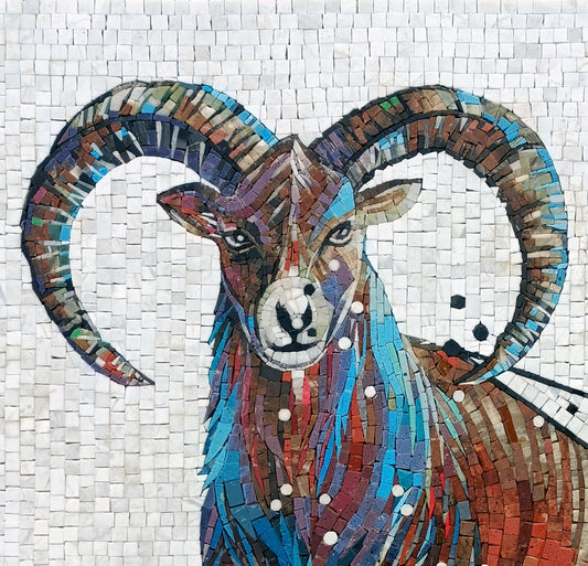 Taurus Zodiac Mosaic Tile Art: Handmade Stone Wall Decor (30x25)