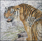 Tiger Mosaic Mural: Wild Jungle Animal Artwork, Marble Tiles (40” x 40")