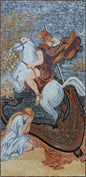 26"x52" Saint George Slaying the Dragon Mosaic – Religious Christian Decor, Custom Sacred Mura, Customization available