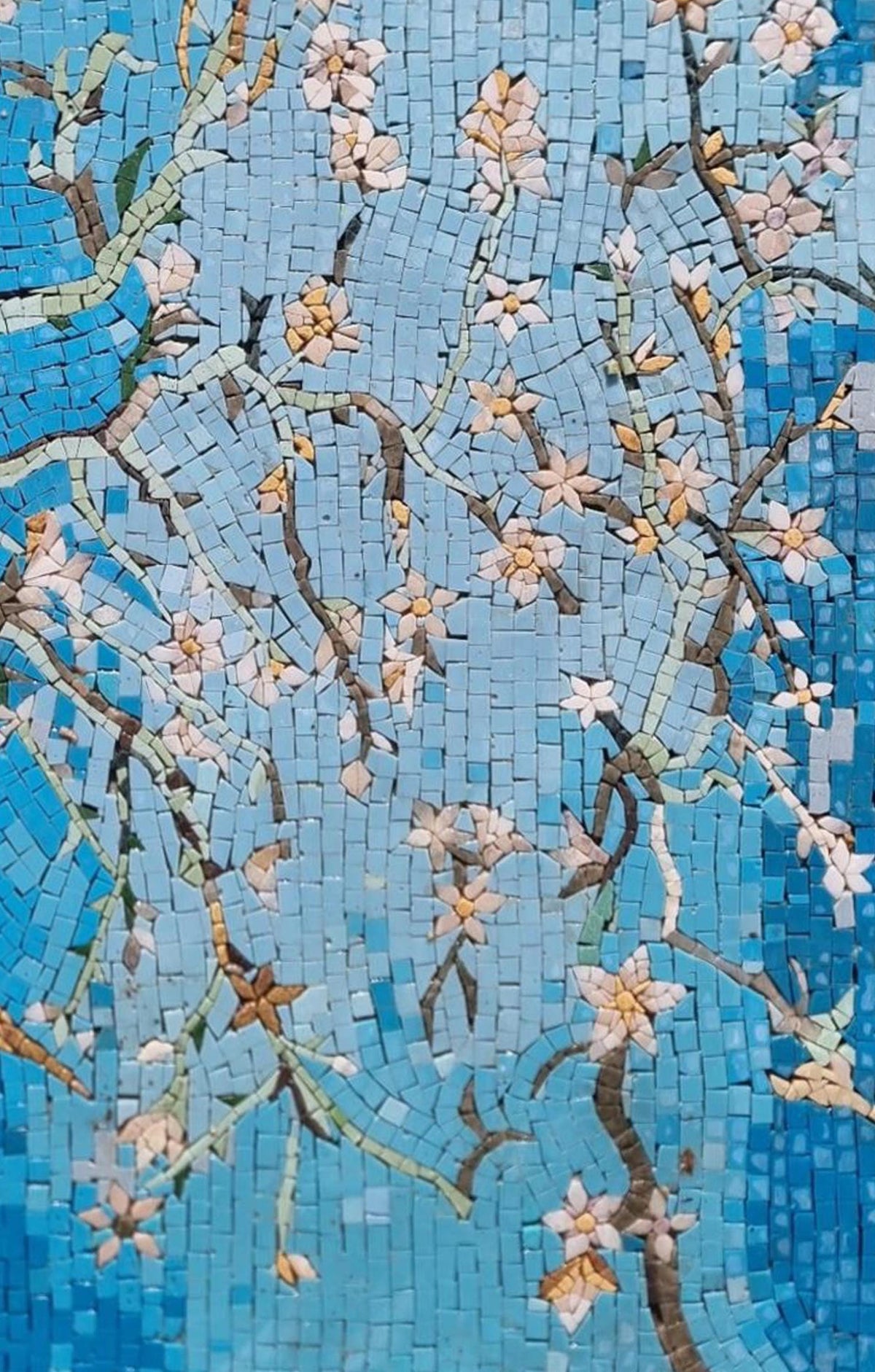 20″×32″ Tree Roots & Sky Mosaic – Handmade Marble Wall Art, Nature Landscape Accent, Customization available