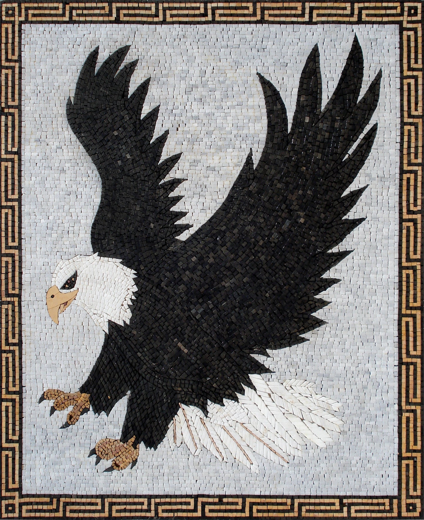 Handmade Eagle Mosaic Tile Art: Stone Wall Decor (40x32)