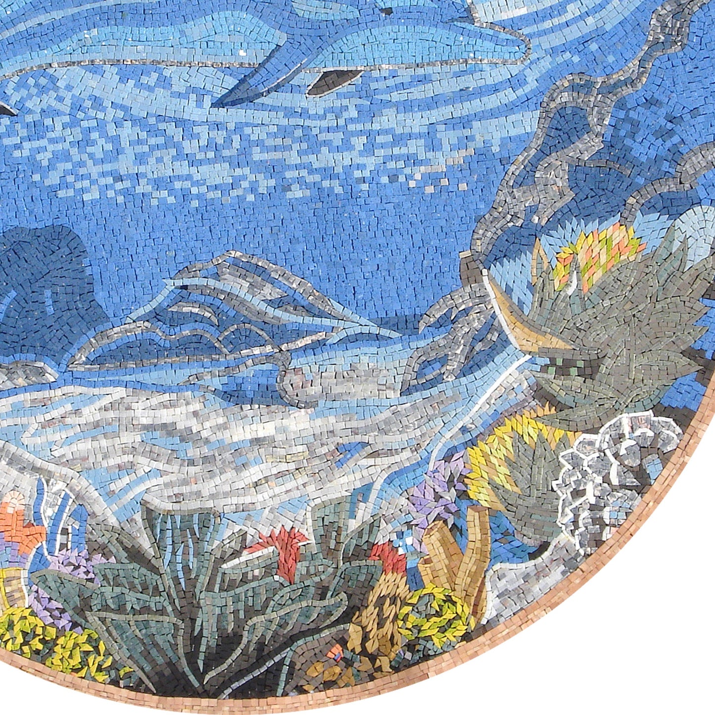 Breathtaking 72" Handmade Sealife Dolphin Marble Mosaic Pool Medallion Art - Customization available