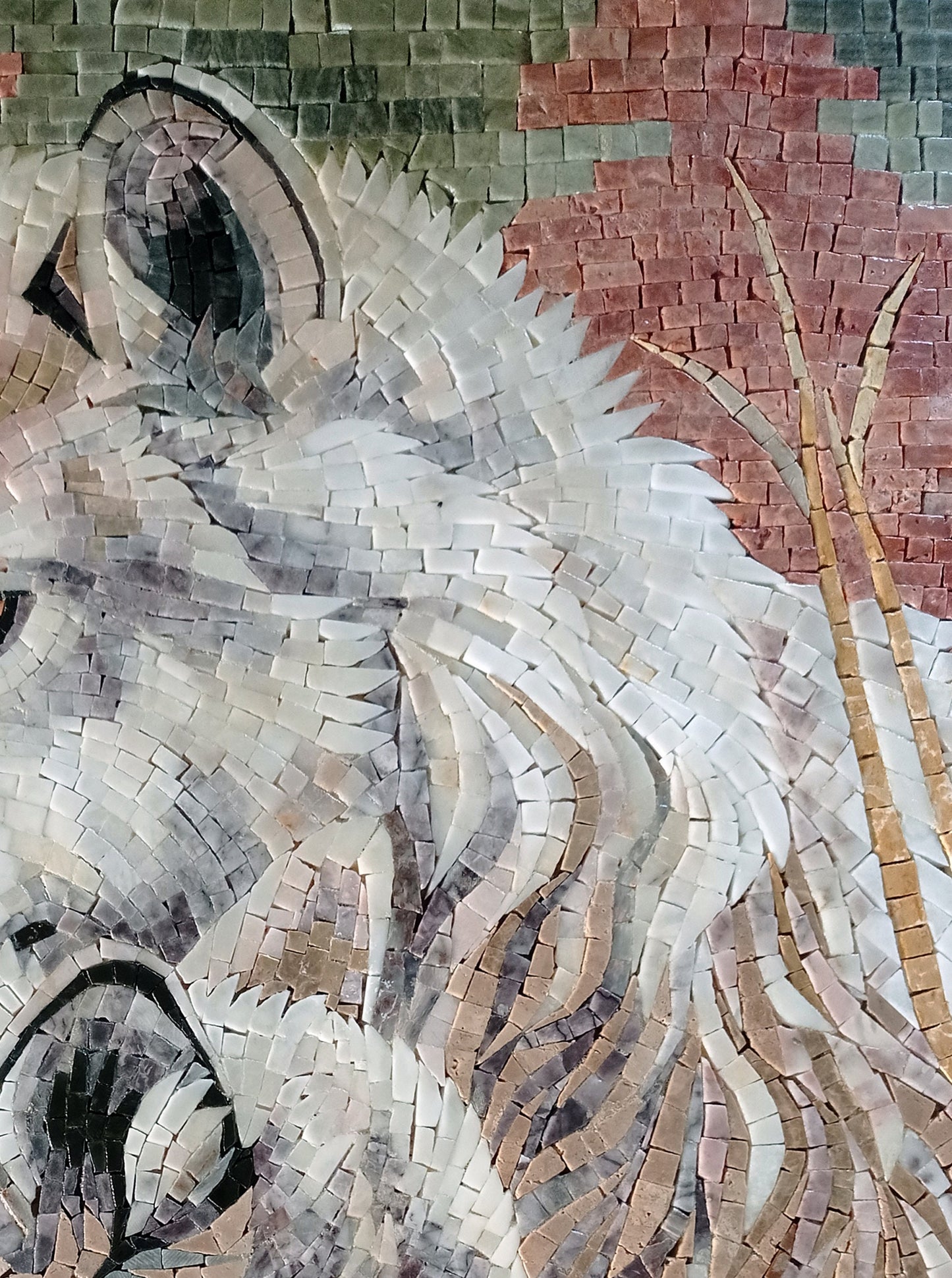 SNOWY WOLF MURALS| Wild Animal Mosaic Tiles For Living Room Walls | Two Wolf Artwork Tiles For Interior Hall And Room Walls Decor