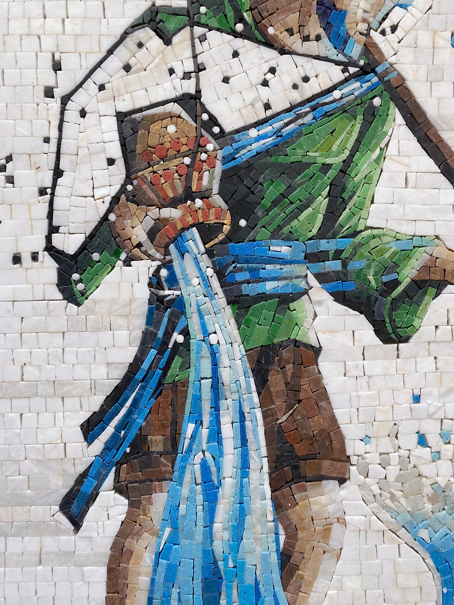 Aquarius Zodiac Mosaic Tile Art: Handmade Stone Wall Decor