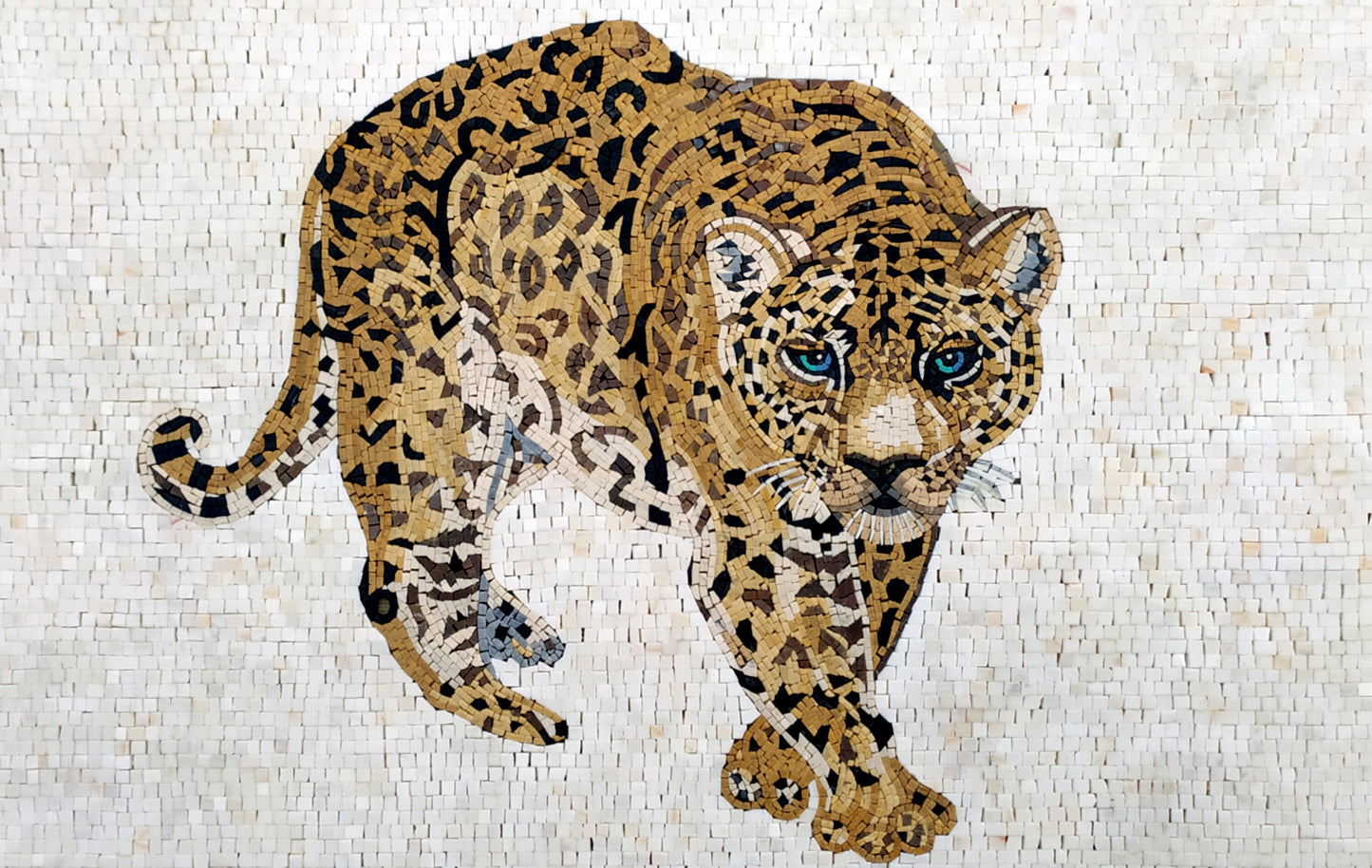 Handmade Cheetah Mosaic Tile Art: Wild Animal Decor (56” x 36”)