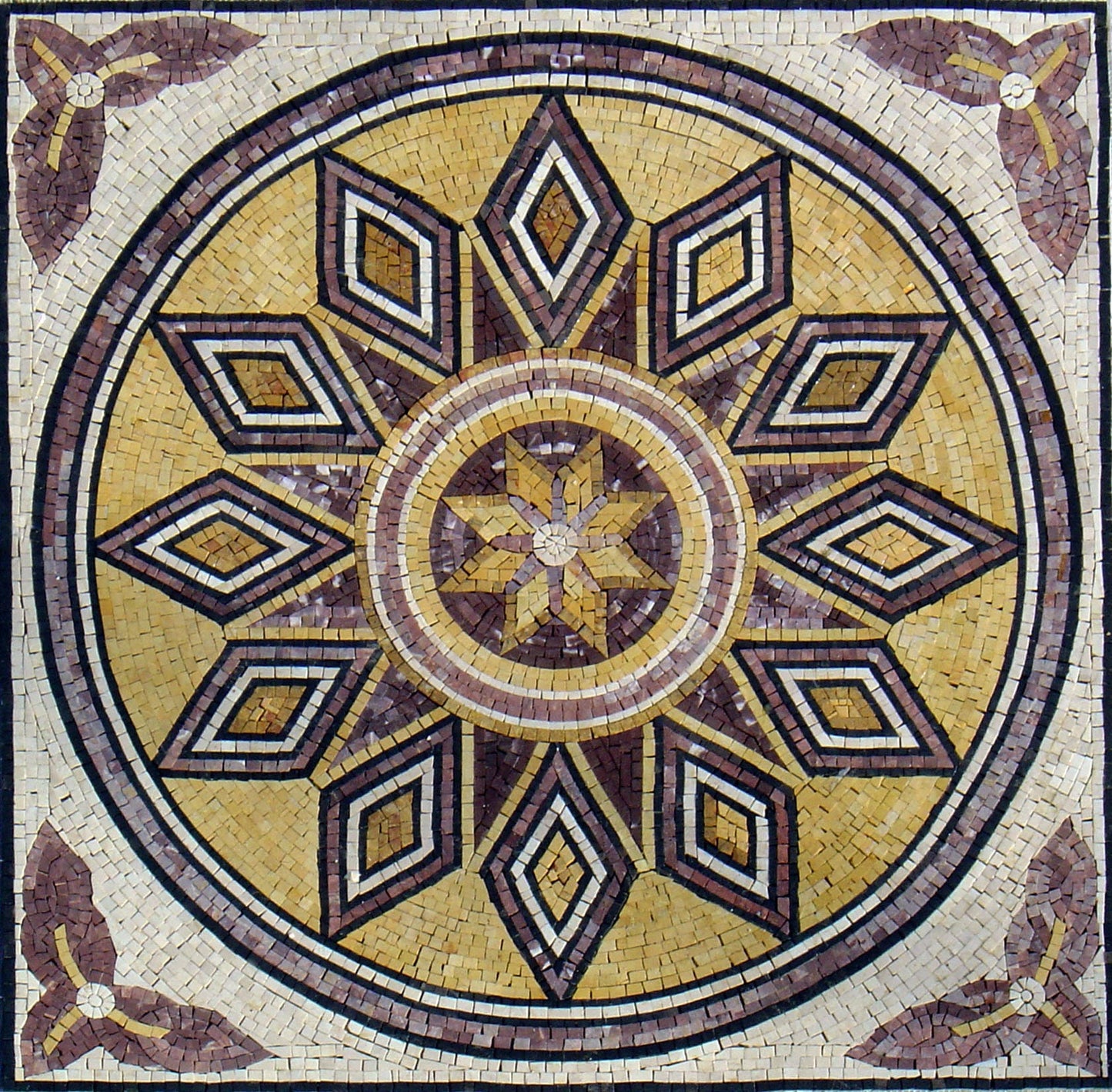 36" GEOMETRICAL MOSAIC TILES | Square Medallion Mosaic Tiles For New Home Hallway Entry | Indoor And Outdoor Tiles For Home Floor