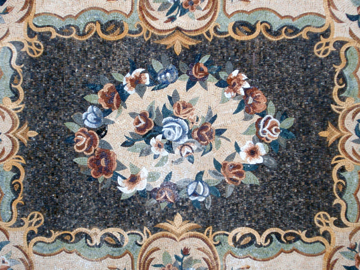HOME DECORATION RUG | Floral Mosaic Modern Area Masterpiece Rug | Natural Stone Attractive Art Handmade Carpet | Housewarming Gift