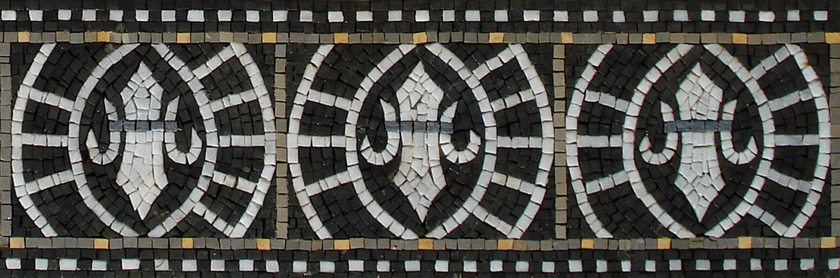 Geometrical Floral Marble Mosaic Border Tile - 40x8”