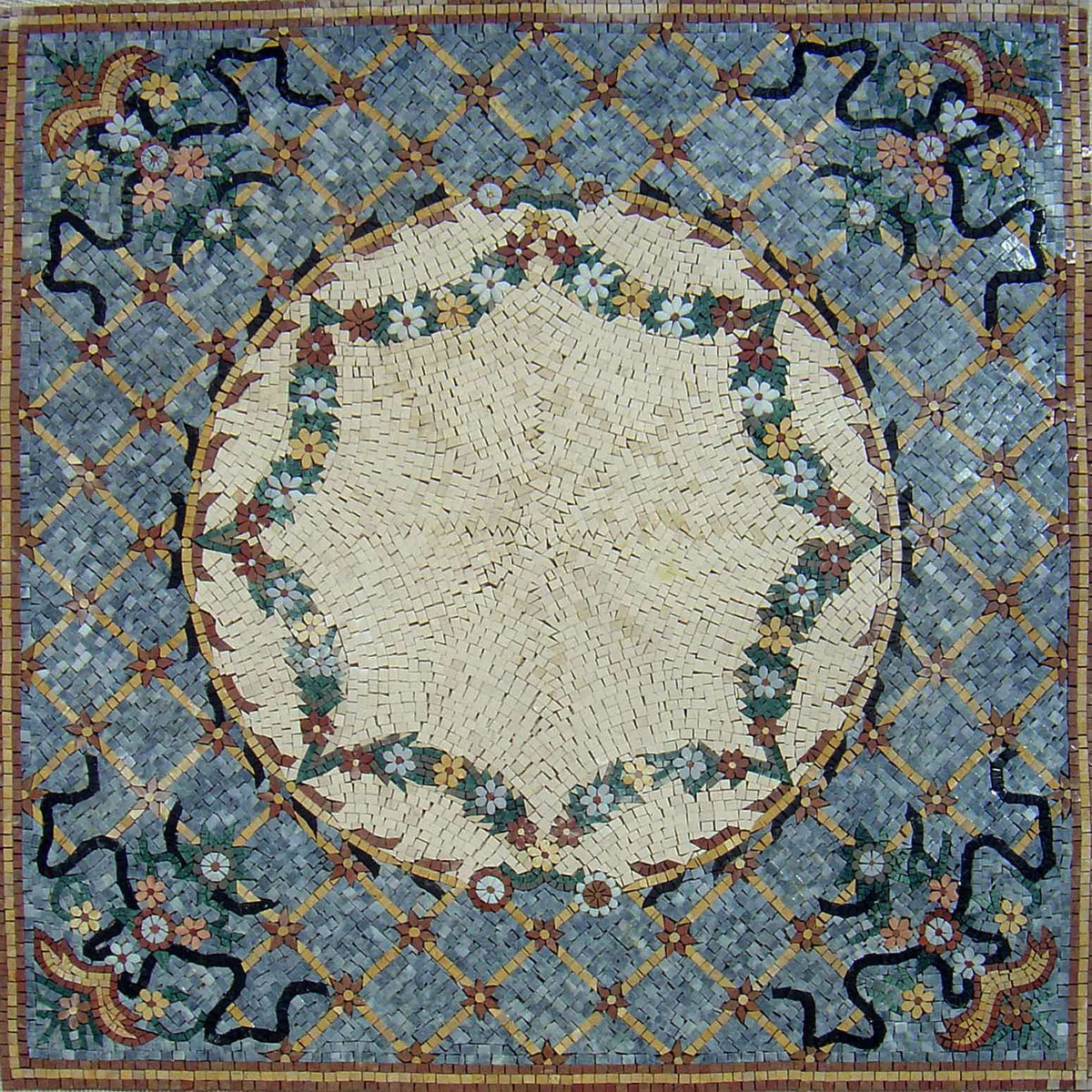 48” MEDALLION MOSAIC TILES | Inlay Artwork Mosaic Floor Tiles For House Warming | Marble For Interior And Outdoor Hallway Entry