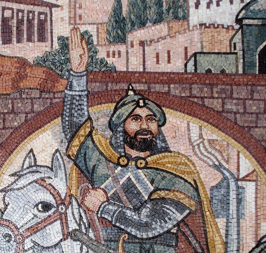 Saladin Mosaic Tile Art: Handmade Marble Reproduction (72” x 56")