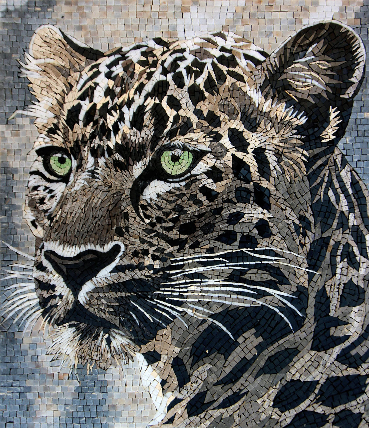 Handmade Cheetah Marble Mosaic Wall Art: Wild Cat Mural Decor