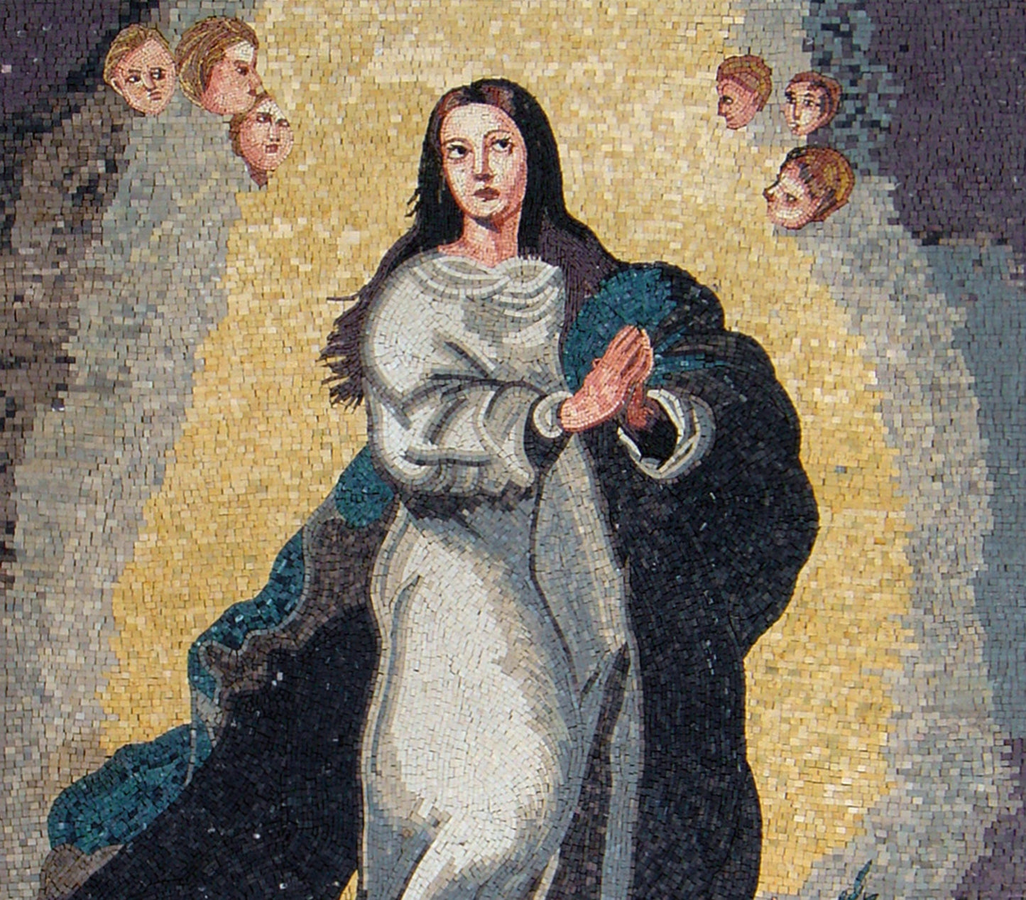 Handmade Marble Mosaic Mural: Nicolas Poussin, The Assumption of Mary