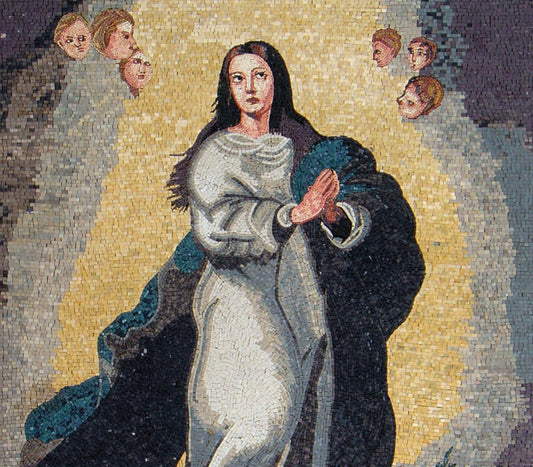 Handmade Marble Mosaic Mural: Nicolas Poussin, The Assumption of Mary