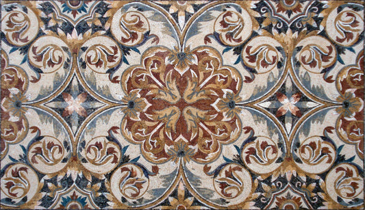 Handmade Marble Mosaic Rug: Natural Stone Medallion