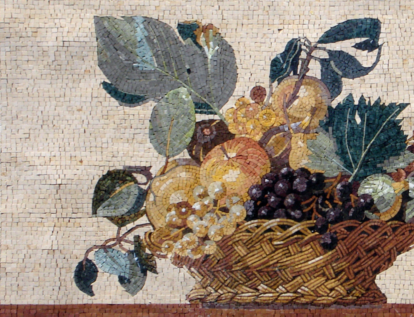 FRUIT BOWL ART - Handmade Backsplash Mosaic Tile Wall Art - Nature Marble Wall Art - Handmade Kitchen Wall Décor