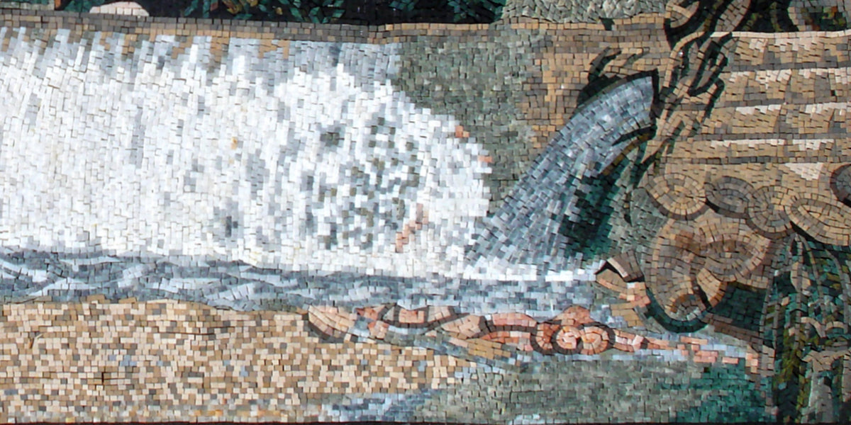 LS056 Cascades Waterfall Block Landscape Mosaic Art