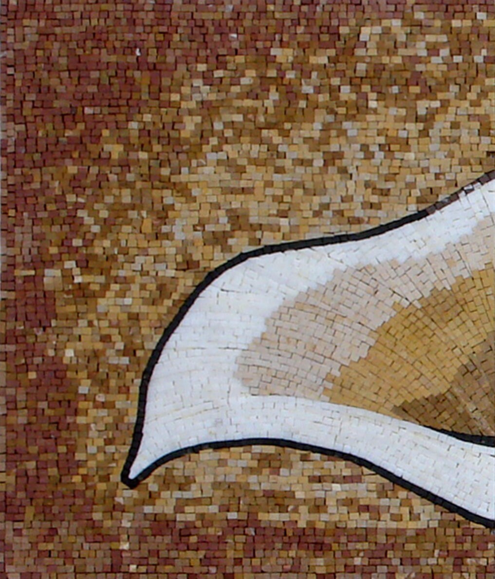 Handmade Calla Lily Marble Mosaic: Wall Art Tile (100"x40")