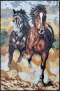 Handmade Horse Mosaic Tile Art: Galloping Horses, Rustic Wall Decor (48" x 32")