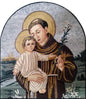 32"x38" Monk and Angelic Child Mosaic – Handmade Marble Tile Wall Art, Customization available