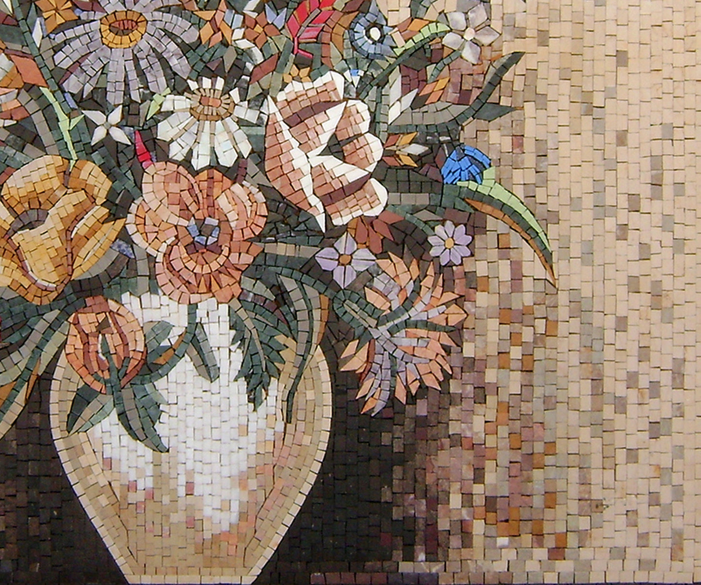 FL109 Flowers Vase Marble Mosaic Wall Art Backsplash