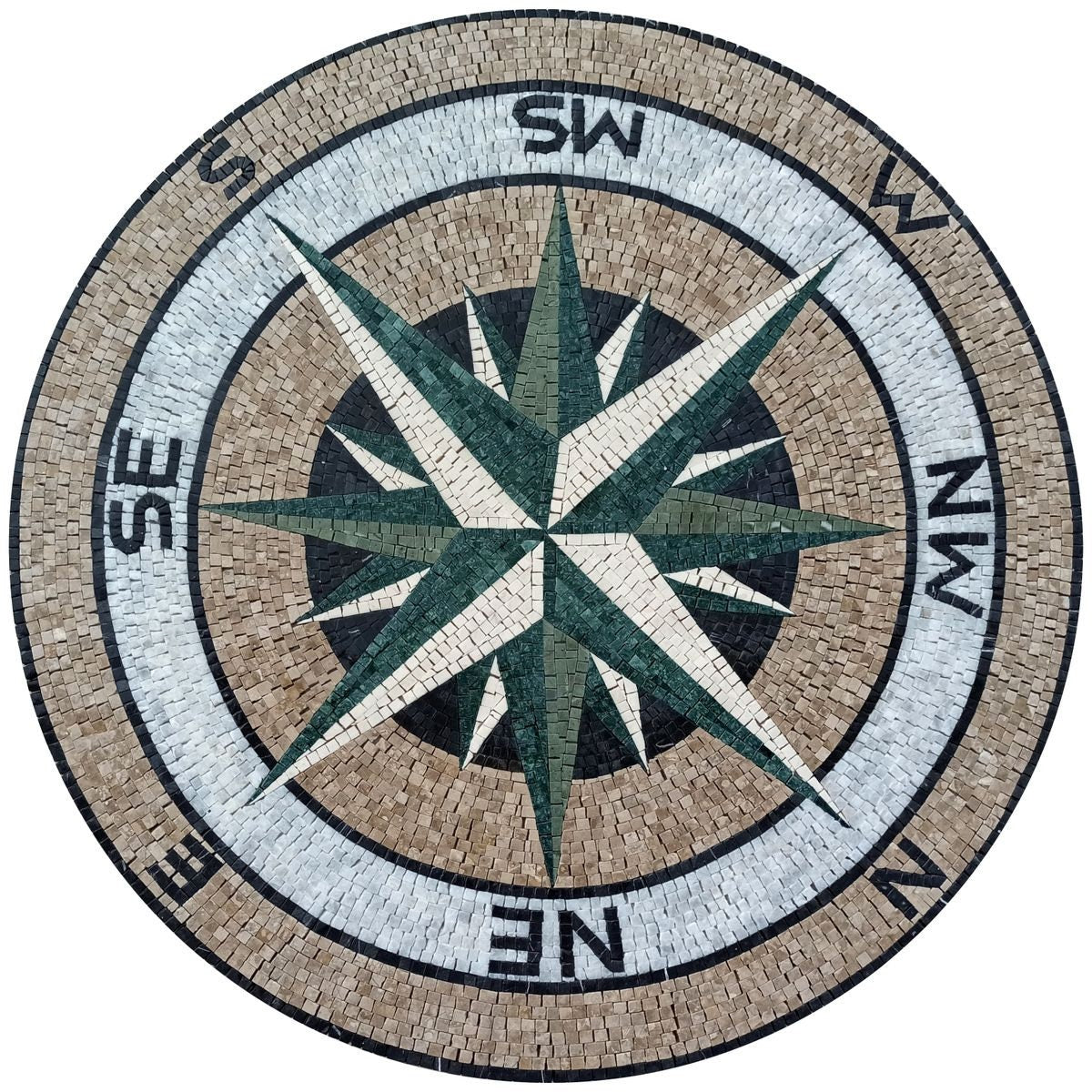 Nautical Sophistication - Mosaic Medallion - Compass Rose Marble Mosaic Flooring Tiles - Customization available
