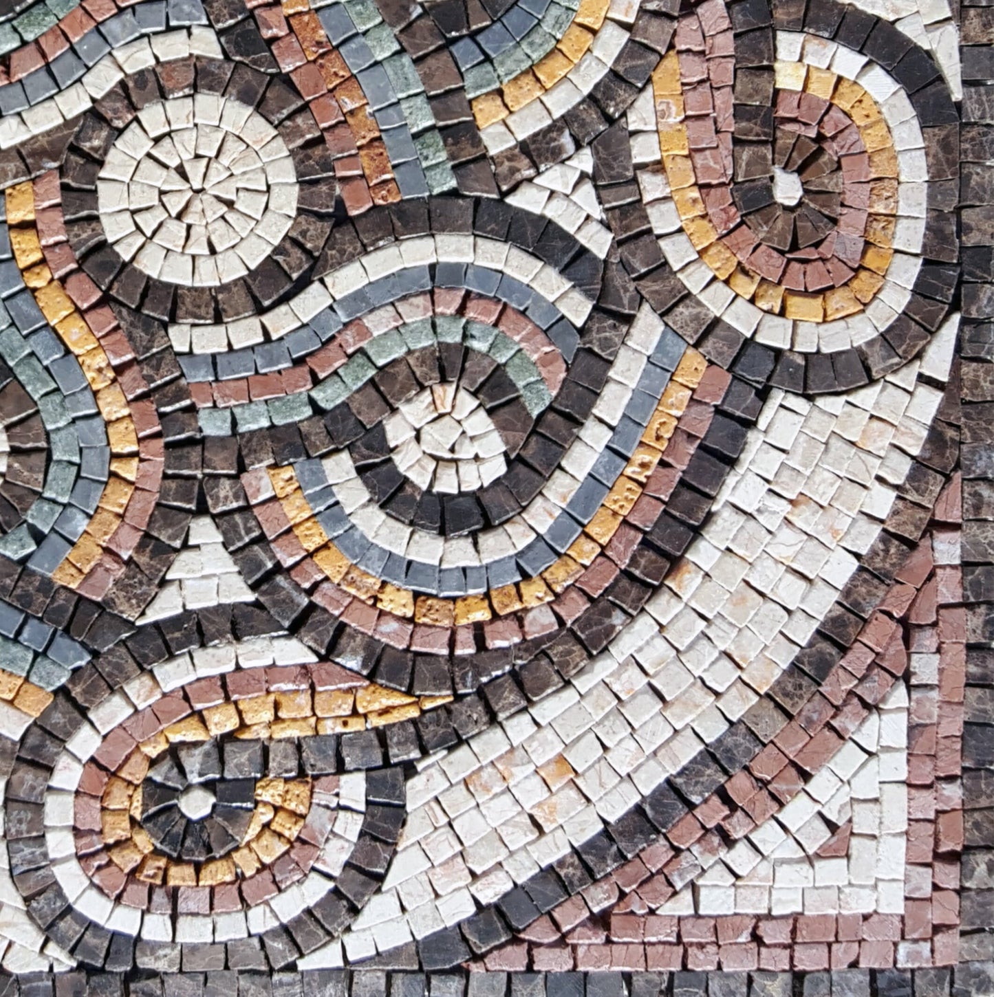 Handmade Marble Mosaic Tile: Abstract Pattern Inlay Artwork (24")
