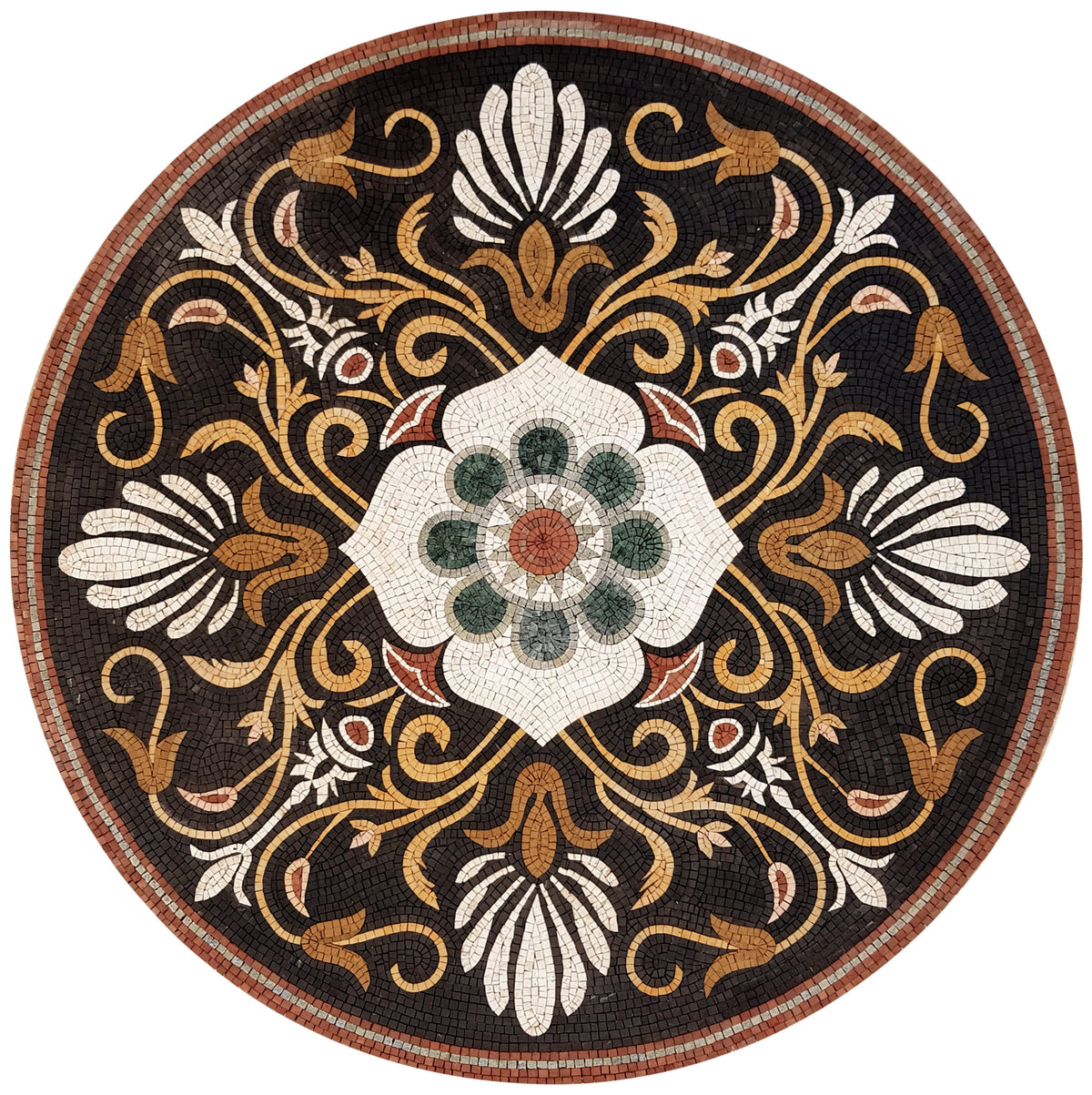 Timeless Beauty - 40-Inch Handmade Pattern Mosaic Medallion - Natural Marble Tile Décor - Customization available