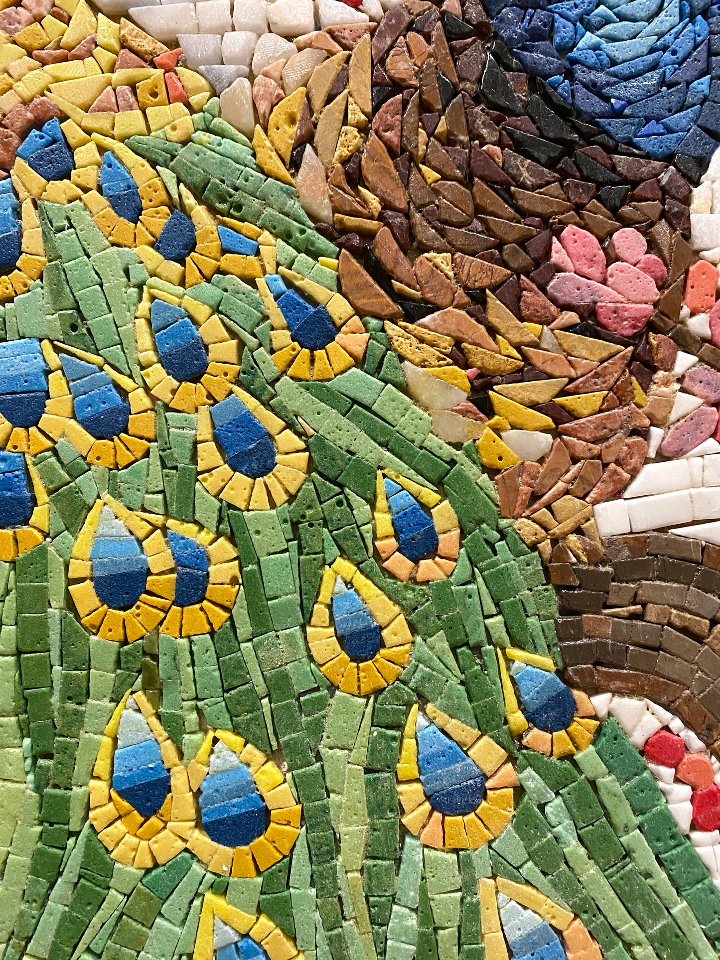 Handmade Peacock Mosaic Tile Art: Indoor/Outdoor Wall Decor (52” x 34")