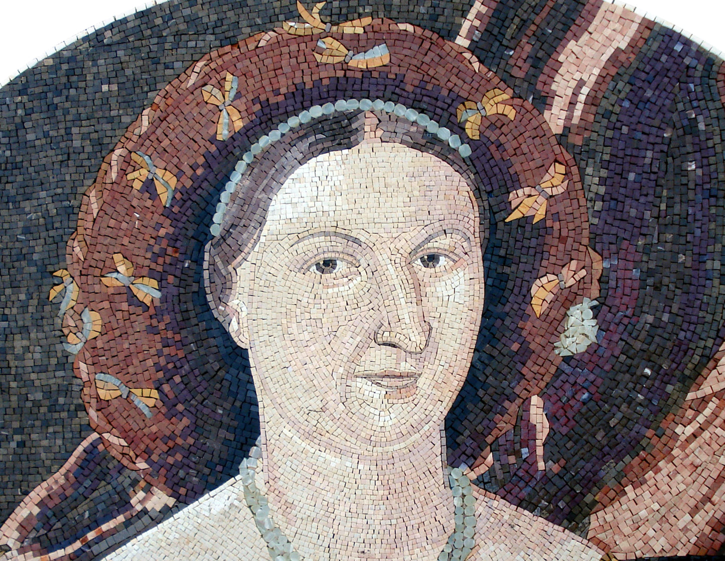 Duchess Woman Marble Mosaic Mural: Handmade Indoor/Outdoor Wall Art