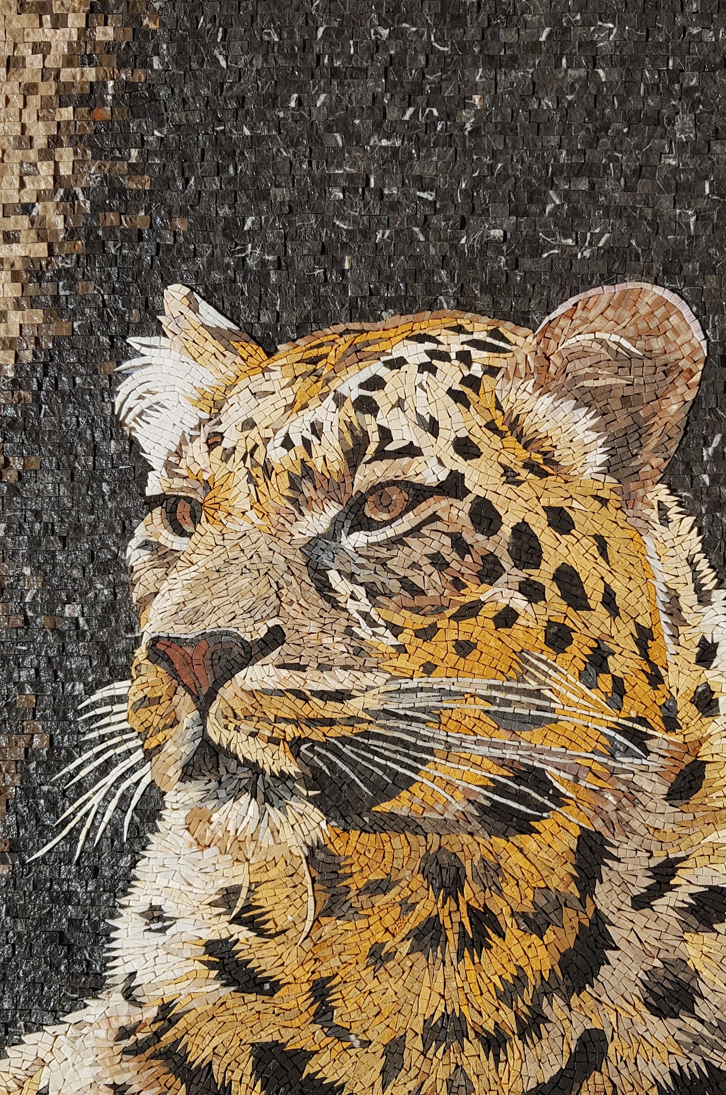 Handmade Leopard Mosaic Tile Art: Indoor/Outdoor Wall Decor (48” x 32")